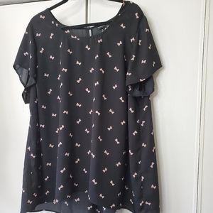 Torrid Black Blouse w/ Pink Bow